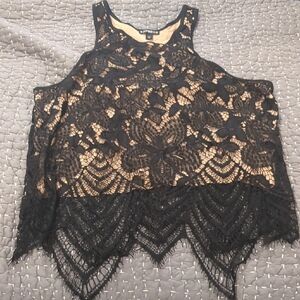 Express midi Crop Lace Nude Top
